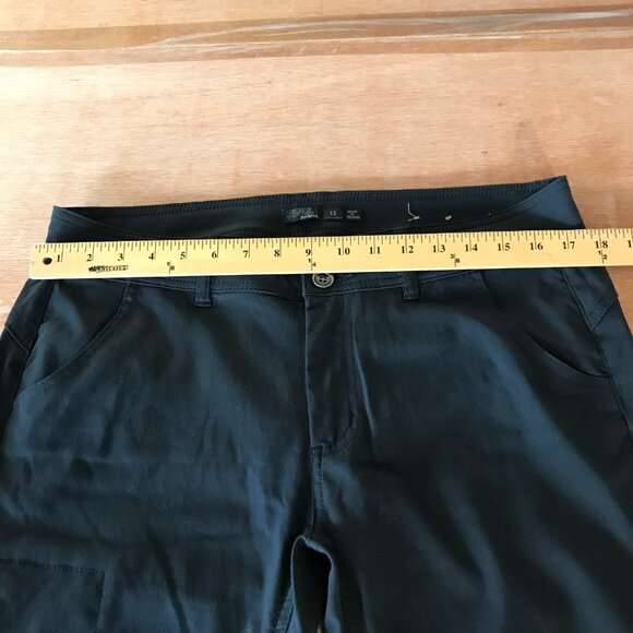 Prana Halle Straight Pants Women 12 Black Mid Rise Zip Pocket UPF 50+ Outdoor - Picture 10 of 16